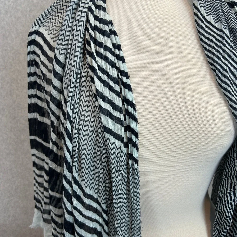 Blue Pacific Scarf Wrap Navy Blue Striped Lightweight Drape Cashmere Silk Blend